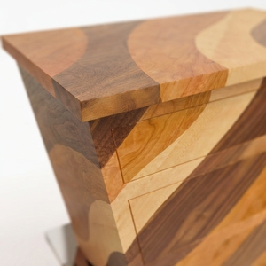 Table de chevet moderne en bois de noyer et de cerisier à 2 tiroirs, table d'appoint, armoire latérale avec base en métal pour chambre à coucher, salon - Product Image 4