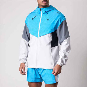 Chaqueta cortavientos de poliéster 100% ligera y transpirable para hombre, ropa de calle con bloques de color para deportes al aire libre y correr - Product Image 5