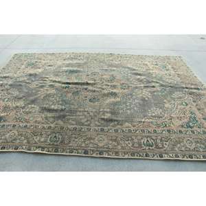 Alfombra de 6.6x9.5 pies, Alfombra Turca Vintage, Alfombra Azul Sólida - Product Image 1