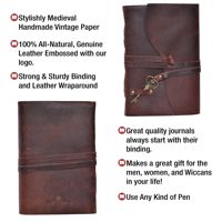 Cuaderno de cuero impreso vintage con 100 hojas en espiral y regalo de encuadernación de costura