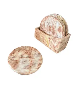 Factory Wholesale Price Marble Tea Coaster Drinking Mats and Pads Table Decor Marble Coaster Set of 4 with holder cheap price