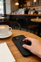 Coque de téléphone antichoc en TPU métallique mat avec anneau de maintien anti-traces de doigts et béquille rotative à 360°