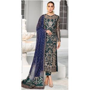Heavy Faux Georgette con Secuencia de bordado trabajo traje pakistaní para bodas y fiestas de India - Product Image 1
