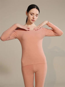 Nuevo traje de ropa interior térmica de invierno sin costuras transpirable cálido poliéster cuello redondo mujeres Calzoncillos largos Conjunto Clásico - Product Image 4