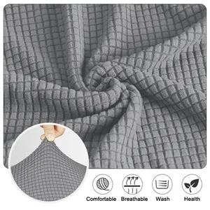 Áo phủ ghế ăn bằng vải polyester hiện đại, chất liệu jacquard co giãn, tháo rời, giặt máy được, bảo vệ ghế bọc nệm - Product Image 3