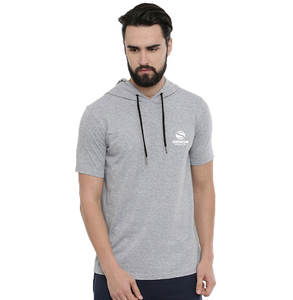 Sudadera con capucha de manga corta negra de gran tamaño con bolsillo canguro y cordón Material de poliéster con patrón impreso en 3D - Product Image 4