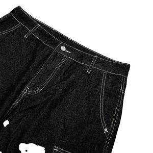 Shorts en jean noir pour homme, matière douce et respirante avec poches latérales, design uni pour la gym, le fitness, les voyages et les occasions décontractées - Product Image 4
