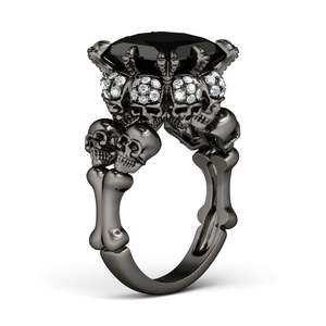 Jeulia Black Tone Princess Cut Sterling Silver <b>Skull</b> <b>Ring</b> for Anniversary - Product Image 1