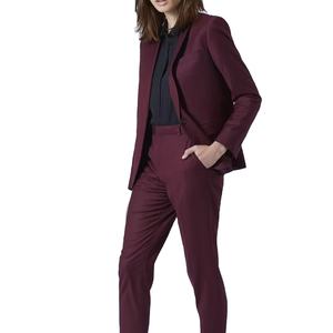 Ensemble deux pièces pour femmes-Blazers à manches longues et poches à un bouton-Ensembles pantalons droits simples - Product Image 1