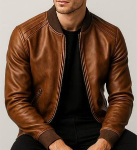 Blouson en cuir unisexe tendance et personnalisé pour l'hiver, avec col montant et logo frontal, chauffant - Product Image 4