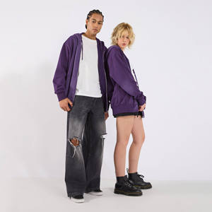Unisex Full Zip Hoodie Cotton French <b>Terry</b> Acid Wash Vintage Style Custom Zipper Sweatshirt Blank Streetwear <b>Bulk</b> Wholesale OEM - Product Image 2