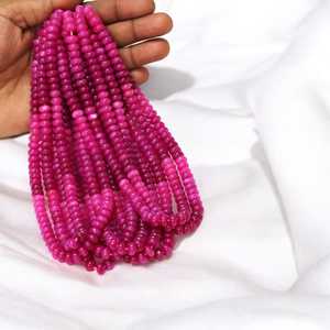 Calcédoine rose naturelle ombragée perles de pierres précieuses en vrac lisse Rondelle brin 7mm 8mm fabrication de bijoux approvisionnement en vrac de l'Inde - Product Image 6