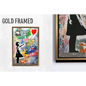 Art graffiti Banksy Girl : Décoration murale sur toile imprimée, 1P Goldframedcanvas - Product Image 1