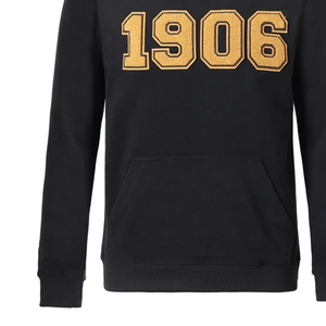 Sweat-shirt noir personnalisé Chenille brodé-Sweat à capuche lettre grecque à manches longues avec poche kangourou - Product Image 4