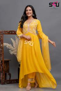 Costume Sharara de Travail en Organza de Soie Faux Georgette par Fab Zone - Product Image 5