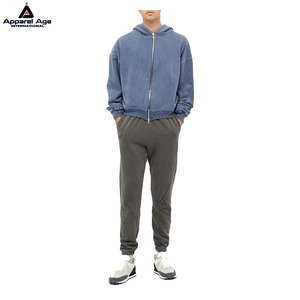 Top fabricants de survêtements en polaire délavé vert pour hommes sweat à capuche zippé Vintage lavage à l'acide blanc hommes personnalisé tricoté en vrac sweats à capuche - Product Image 3