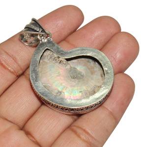 Pendentif en ammonite fait main, plaqué argent sterling avec sertissage en bézel, cadeau de Noël - Product Image 2