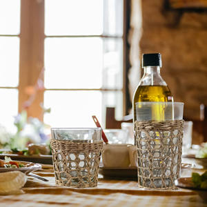 Porte-gobelet en jonc de mer tissé de style bohème écologique Organisateur de boissons élégant - Product Image 4