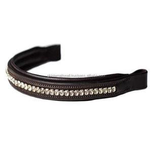 Banda de cejas de caballo de cuero Avana, banda de cejas de caballo de cuero acolchada de canal vacío con incrustaciones de cristal transparente de 1 Fila de todos los tamaños - Product Image 4