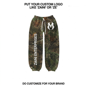 Pantalon de jogging en twill de coton et polyester premium 280 GSM, camouflage, respirant, séchage rapide, écologique, plissé à l'avant, fermeture à cordon - Product Image 1