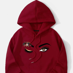 Sweat à capuche à imprimé floral et à épaules tombantes avec cordon de serrage pour vêtements de rue Sweat à capuche de haute qualité - Product Image 1