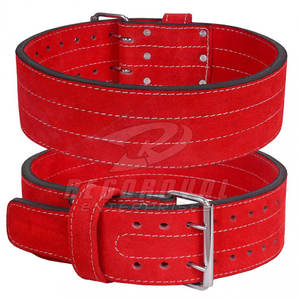 Ceinture d'haltérophilie en cuir de qualité supérieure Support dorsal à double broche pour les squats Deadlifts et la ceinture à double broche de fitness - Product Image 1