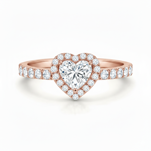 Bagues de fiançailles élégantes et romantiques, 1,50 carat, taille cœur, sertissage halo, clarté VS2, couleur F, diamants de laboratoire certifiés IGI, or rose 14 carats - Product Image 2