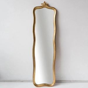 Slim Standing Full Length Floor <b>Mirror</b> with <b>Black</b> <b>Metal</b> <b>Frame</b> for Stylish Modern Bedroom Interior Decor - Product Image 4