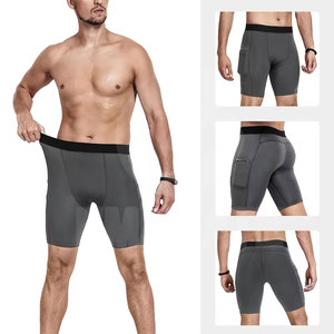 Shorts de compression légers pour hommes en toile respirante avec taille élastique, service OEM en gros, poches latérales, en Spandex/Nylon - Product Image 3