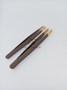 Pinzas para cejas de Color marrón, Punta inclinada y plana, alta calidad, japonesa, de acero inoxidable, con etiqueta privada personalizada - Product Image 6