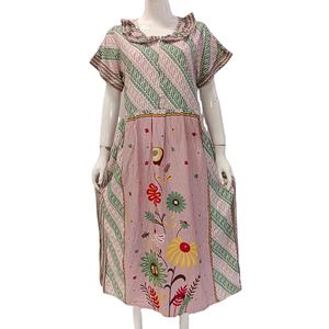 Women Square Collar <b>Thermal</b> Soft Breathable Summer Nightgown by Chrysanta Indonesian Batik Design - Product Image 1