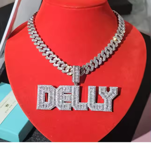 Colgante de Hip Hop personalizado, colgantes de plata de ley 925, probador de diamantes VVS Moissanite, colgante de nombre de letra Ice Out - Product Image 2