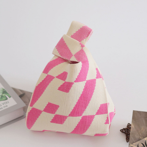 Custom Your Brand Label With Your Logo Small Crochet Knitted Cute Ladies Shoulder Knitted Tote Bag