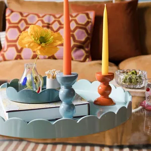 Plateau festonné de course rond attrayant magnifique plateau de service à bords festonnés pour la décoration de la maison - Product Image 4
