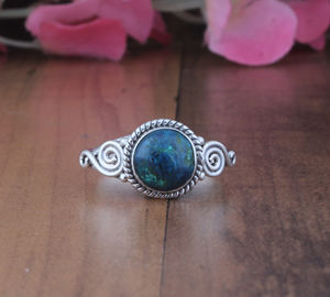 Anillo Apilable de Plata de Ley 925 con Turquesa Natural, Anillo Clásico para Regalo de Boda para Mujer - Product Image 3