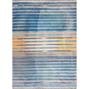 พรมลายทางสไตล์คิลิมสีน้ำเงิน รุ่น Paem-779 จาก Nayaab Designer ผลิตจากผ้าฝ้ายทอแบบแบน เหมาะสำหรับใช้ในบ้าน ห้องนอน สำนักงาน โรงแรม และการเดินทาง - Product Image 1