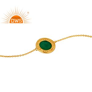 สร้อยข้อมือหินอัญมณีสีเขียวชุบทอง18K - Product Image 3