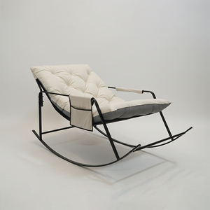 Silla Mecedora Ergonómica Extra Grande, Moderna y Elegante, con Asiento Doble, Tapicería de Terciopelo, Estructura con Recubrimiento de Polvo Negro, para Oficina en Casa - Product Image 4