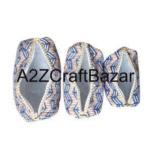 Ensemble de 3 trousses de toilette et de maquillage en coton pur matelassé, imprimé à la main en Inde - Product Image 4