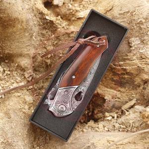 Cuchillo de bolsillo profesional de alta calidad Damasco hoja fija plegable mango de madera cuchillos multiusos - Product Image 4