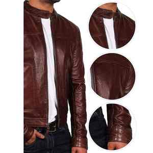 New Custom Fashion Genuine Leather Cotton <b>Filling</b> Turn <b>Down</b> Fur Collar Breathable Waterproof Warm Heated <b>Men</b> Leather <b>Jacket</b> - Product Image 6