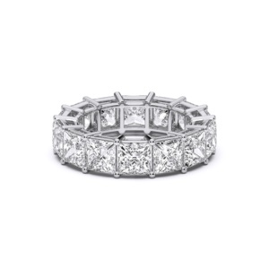 Anillo de banda de eternidad de platino sólido de diamante de corte princesa cultivado en laboratorio de 10,00 quilates de/VVS-VS Unisex - Product Image 1
