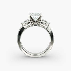 Bague élégante en diamant Moissanite à trois pierres en argent 925 pierres latérales bijoux fins cadeau pour la fête de mariage - Product Image 6