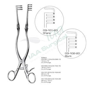 Retractor Cerebelar Autoajustable Adson de Acero Inoxidable 4x4 con Puntas Afiladas y Mango de Anillo con Trinquete para Uso Médico Quirúrgico Hospitalario, Certificado CE - Product Image 4