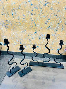 Metal <b>Black</b> Candle Holder Pair Iron Candle Holders Metal Zig Zag Design Candle Holder <b>Black</b> <b>Candlestick</b> Holder for Wedding Party - Product Image 3