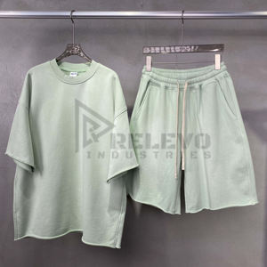 Nouvel ensemble décontracté d'été pour le sport : T-shirt et short de couleur unie à manches longues, fabriqué au Pakistan, design respirant - Product Image 6