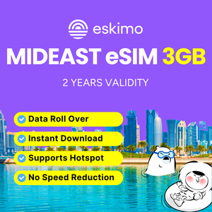 Datos de Oriente Medio: 3GB DE LA PRIMERA eSIM de viaje del mundo, datos móviles, viaje esquimal con validez de 2 años - Product Image 5