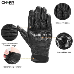 Guantes de cuero Premium para carreras, protección para nudillos de motocicleta, equipo deportivo para Motocross - Product Image 5