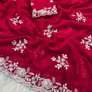 Diseñador indio de Bollywood, el último Sari de seda suave aplastante con blusa elegante, fiesta estética, Festival, Ropa Étnica, Sari para mujer - Product Image 1