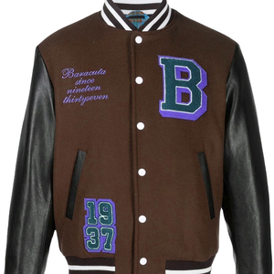 แจ็กเก็ตเลตเตอร์แมนสำหรับผู้ชายเสื้อคลุมพลัสไซส์ปกตั้งโลโก้แนวสตรีทซี่โครงพิมพ์ดีไซน์เบสบอล - Product Image 2